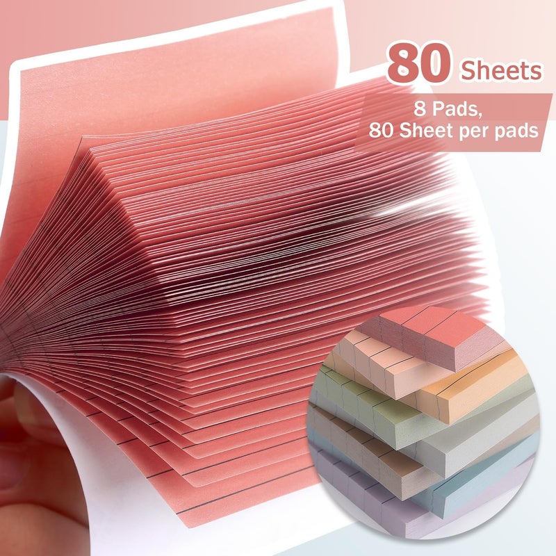 Eastern Wolf 8 Pads Lined Sticky Notes Vintage Color 3x3 in, Self-Stick Sticky Note Pads Lined Pads 8 Pads/Pack, 640 Sheets, Easy to Paste for Office, School, Home - Image 5